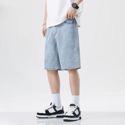 Shorts pour Homme Yousheng Taille Élastique Mi-hauteur Été Décontracté Sport avec Poches Jambe Droite Large Short en Jean