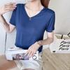 Women's Short-Sleeve Modal V-Neck White Ice Silk Loose T-Shirt