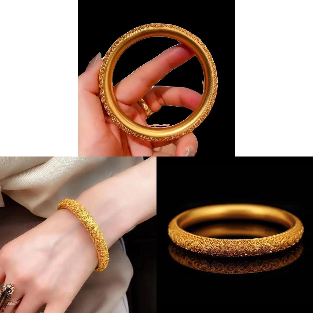 Gold Plated Hollow Floral Design Gothic Style Leather Bracelet For Ladies