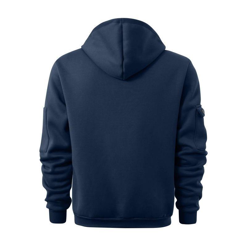 Men S Casual Fleece Lined Hooded Pullover Sweatshirt Multiple Zipper Pockets Plus Size
