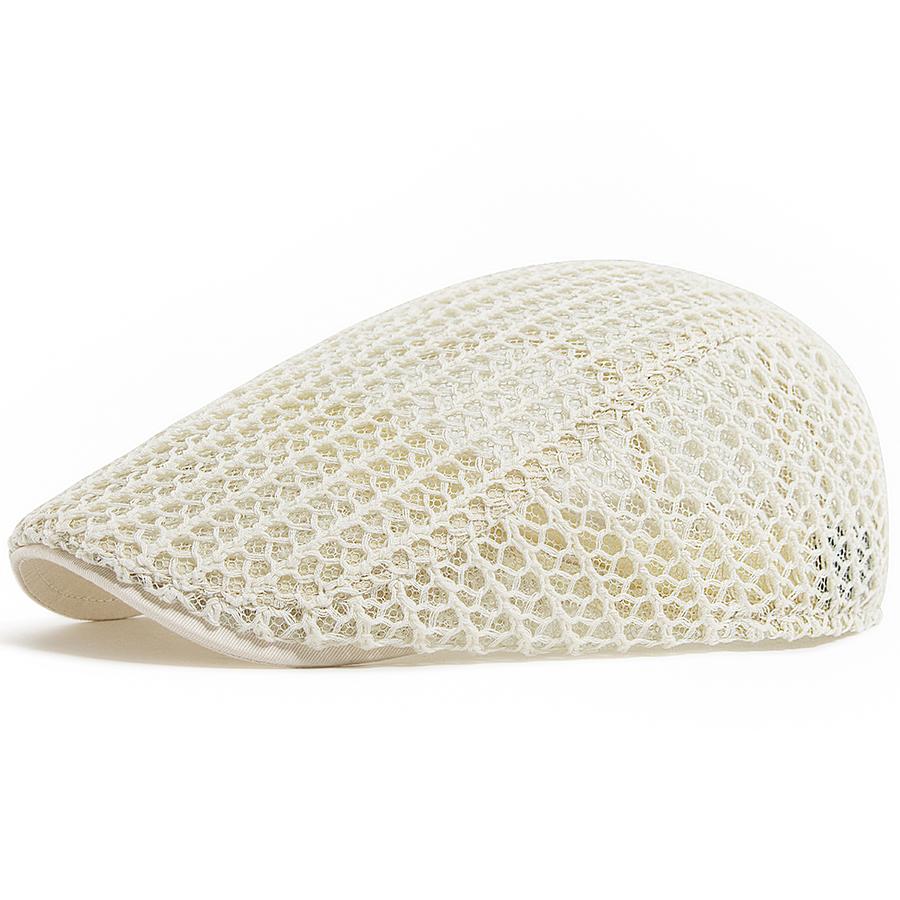 Cappello Uncinetto Estivo Sottile Donna Moda Berretto a Rete Casual Uomo Cappellino Newsboy Intrecciato Visiera Piatta Cappello Donna Per 56-60cm Regolabile