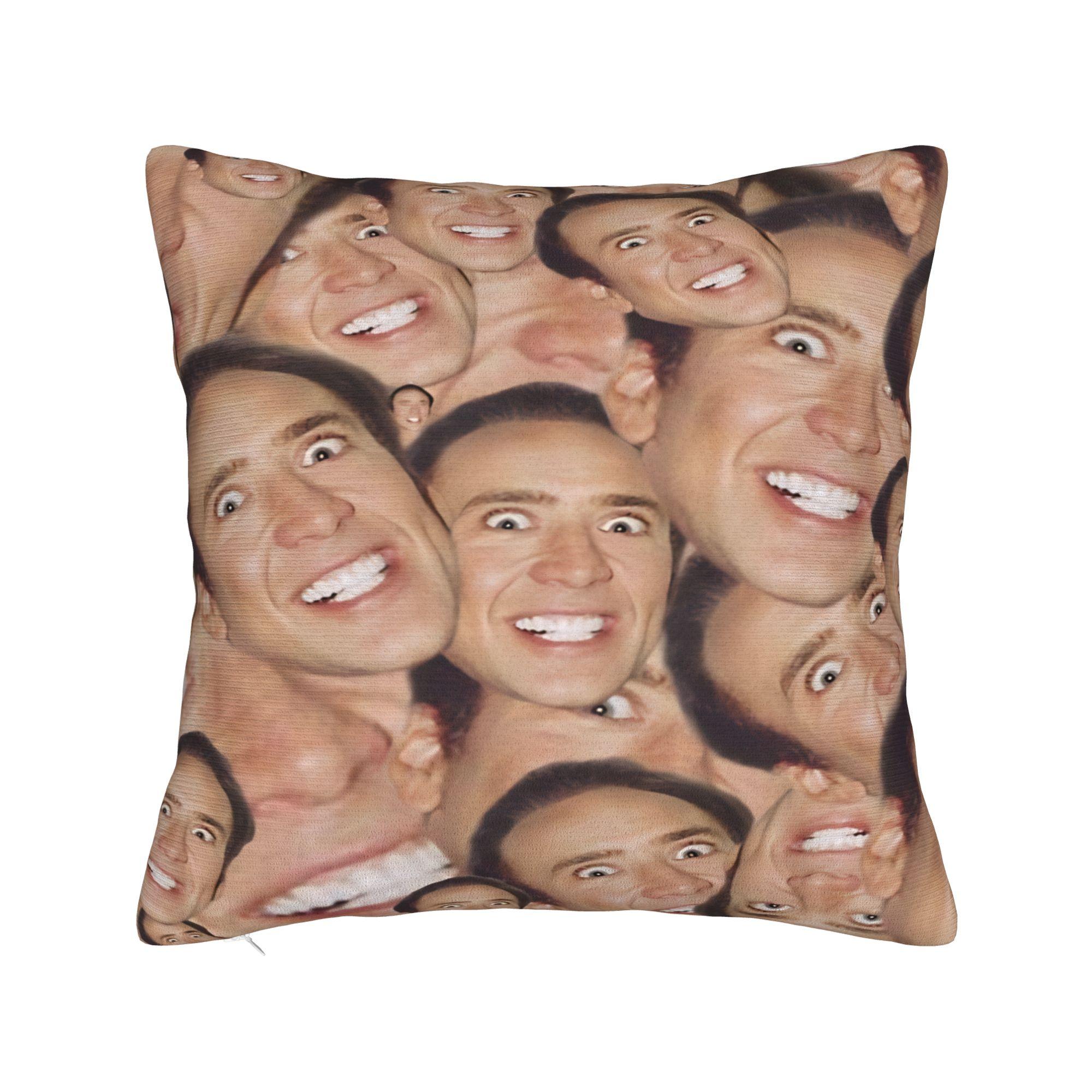 

Nicholas Cage Faces Pattern Pillowcases Merch Soft Cushion Cover Throw Pillow Cover Home Decoration Square Multi Size 18x18in 45X45cm