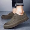 2025 New Men's Leather Shoes Summer Breathable Soft Sole Punched Hollow Round Head Leather Casual Shoes Trendy Loafers