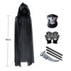 Halloween Scary Costume Grim Reaper Costume for Boys Kids Costume with Glowing Red Eyes with Gloves Mask