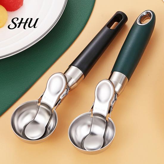 Fruit Scoop Comfortable Handle Ice Cream with Ball Fetching Device Hanging Digger Hole Multi-functional Stainless Steel Cookie Dough Spoon Dessert