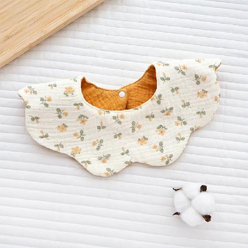 Ins Double-sided Cotton Waterproof Bib Crepe 360-degree Rotating Saliva Towel Children's Breathable Gauze Baby Bib