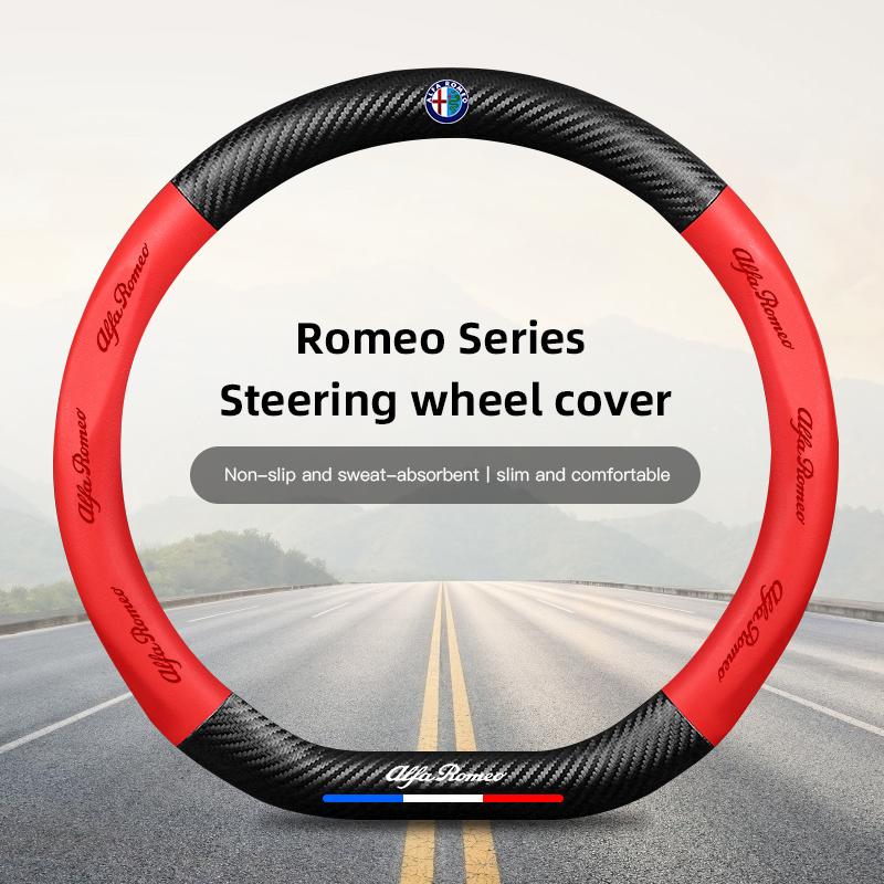 Alfa Romeo Car Steering Wheel Cover Car Interior Accessories For 156 159 147 4C 8C 166 Giulia Giulietta Mito Stelvio Spider GT
