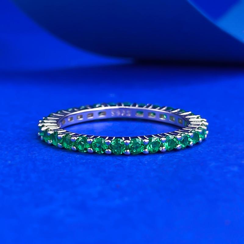 Spring And Summer Red Blue Green Thin Ring Personality Ring Thin Row Diamond Ring Wind