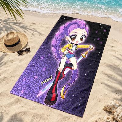 Kpop Demon Hunters Microfiber Beach Towel Quick Dry Sand Free Lightweight Beach Towels for Travel Swimming Camping