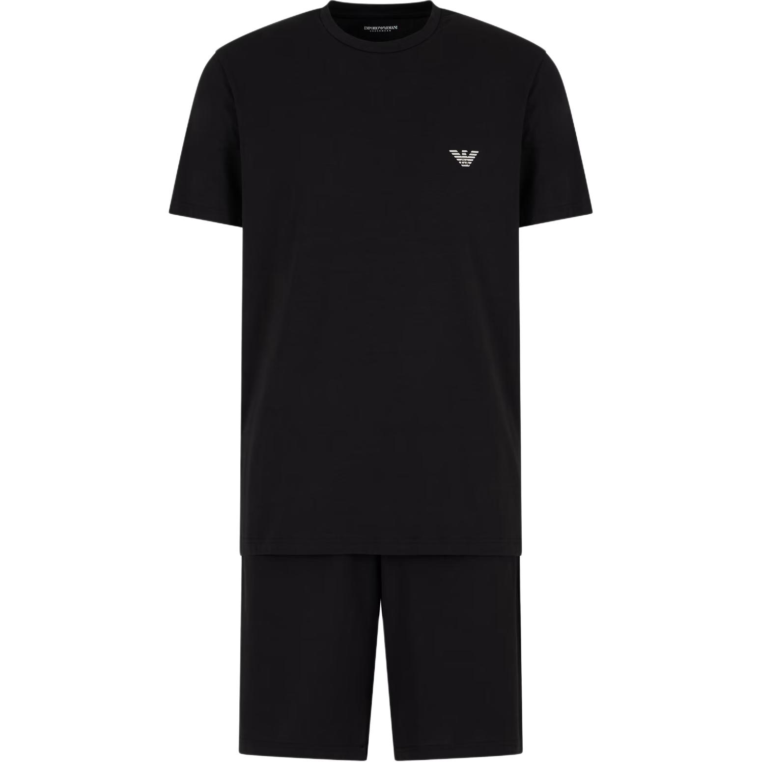 Emporio Armani Round Neck Logo Printed Pajama Set Men sleepwear Black EM000400-AF10772-UC001 L