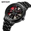 Sanda Men's Creative Wheel Quartz Watch - Trendy Rotating Waterproof Wristwatch