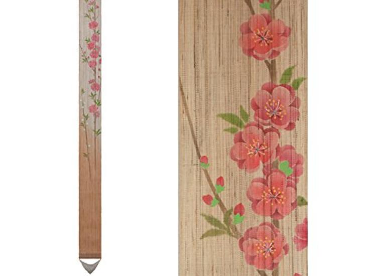Narrow Tapestry Japanese Modern Spring Season Tapestry Linen Peach Blossoms Hand-Painted