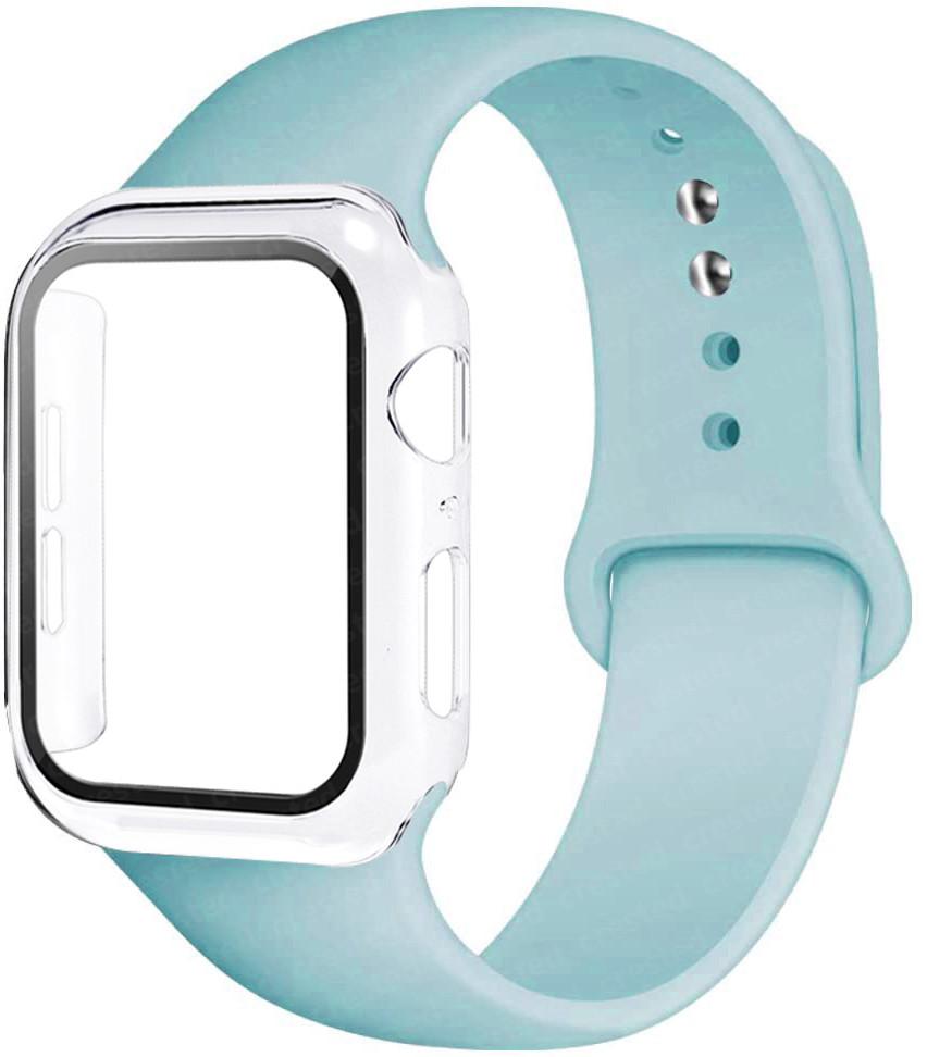 For Apple Watch Bands 46mm 44mm 41mm 40mm 45mm 42mm Silicone Correas Bracelet Iwatch Series 10 9 8 7 6 SE 3 11 Glass+Case+Strap