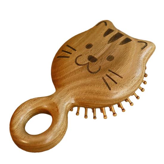 Cat Shape Air Cushion Brush Wooden Scalp Massager Brush Hair Growth Head Relaxation