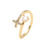 Exquisite Sparkling Zircon Heart Cross Opening Ring, Women's Fashion Trend Holiday Party Accessories