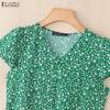 ZANZEA Women Casual V-Neck Floral Print Short Sleeve Dress