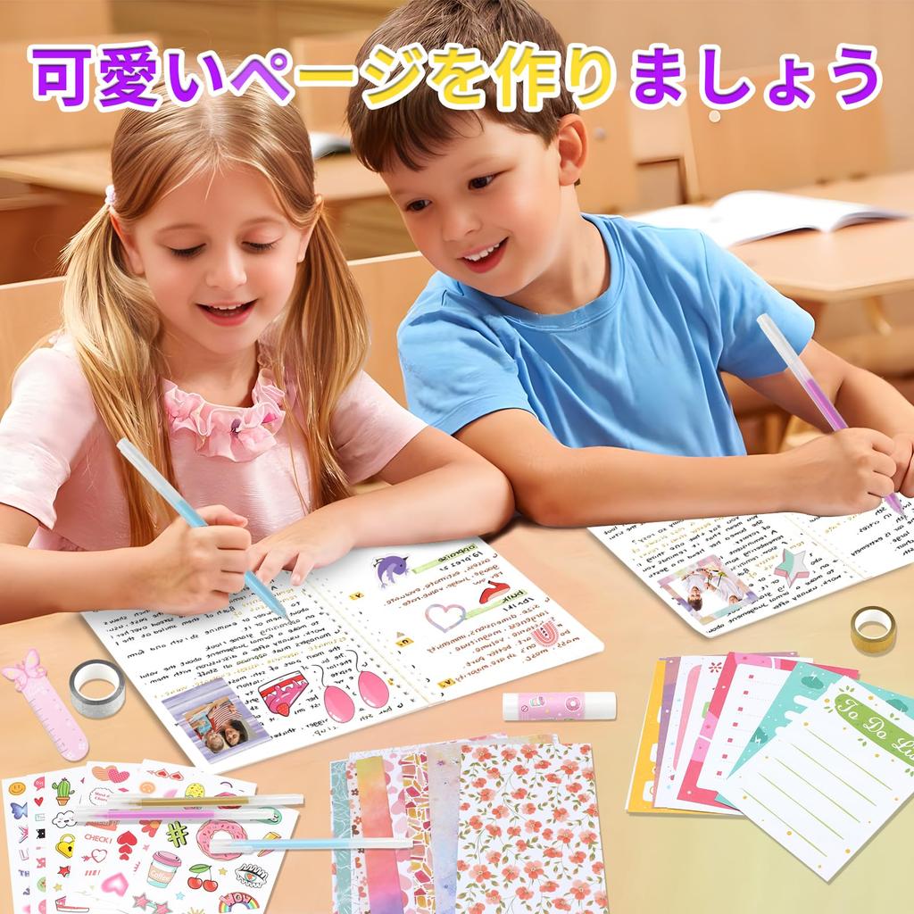 MITUKE Stationery Set Girls Diary Set Notebook Set Elementary School Girls Gift Scrapbook Kit Journal Diary Notebook Kit