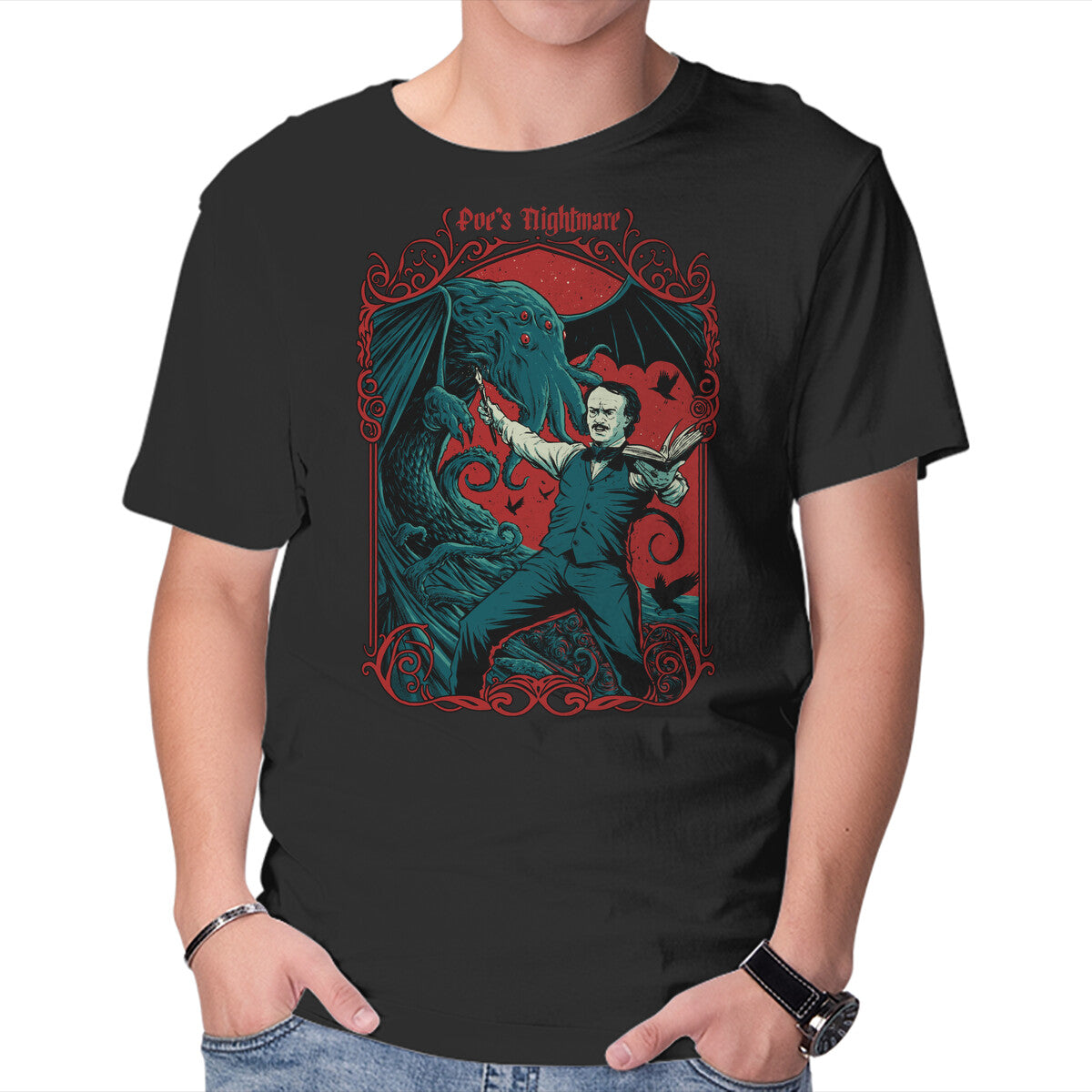 Unisex Crew Neck T-Shirt Poe s Nightmare Graphic Short Sleeve Casual Tee XXXL