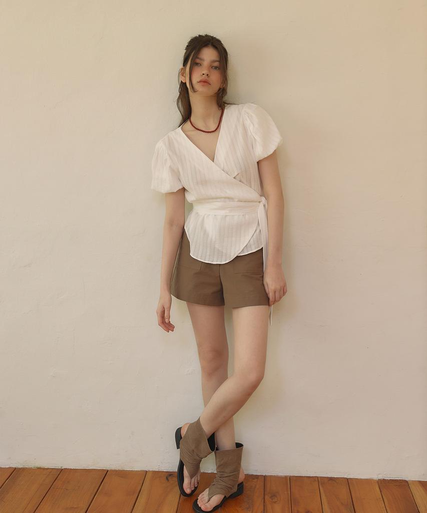 OURO Flora Wrap Blouse [ White ]