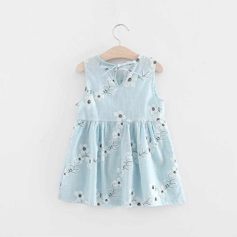 Baby Girls Summer Dress Sleeveless Hollow Back Pleated Skirt T-Shirt Dress 0-24 Months Breathable Photoshoot & Party Outfit
