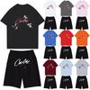 Unisex Jogging Set Summer Casual Printed Round Neck Short Sleeve T-Shirt + Shorts Set Sports Suit