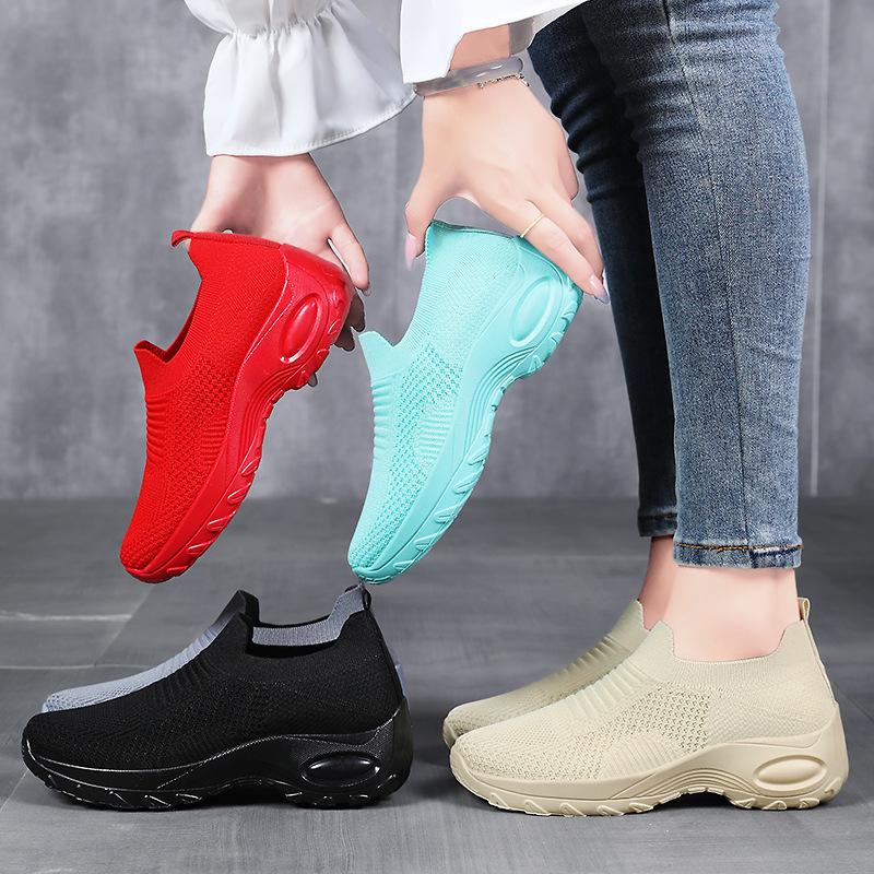 Shoes women's shoes new breathable versatile flying woven single shoes one pedal lazy shoes soft sole not tired feet casual shoes