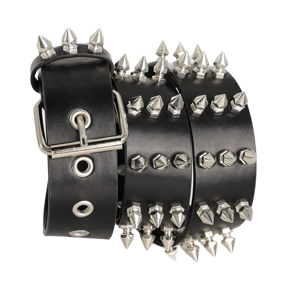 Pointed Bead Rivet Belt Women'S Heavy Metal Belt Men'S And Women'S Belt Punk Rock Belt