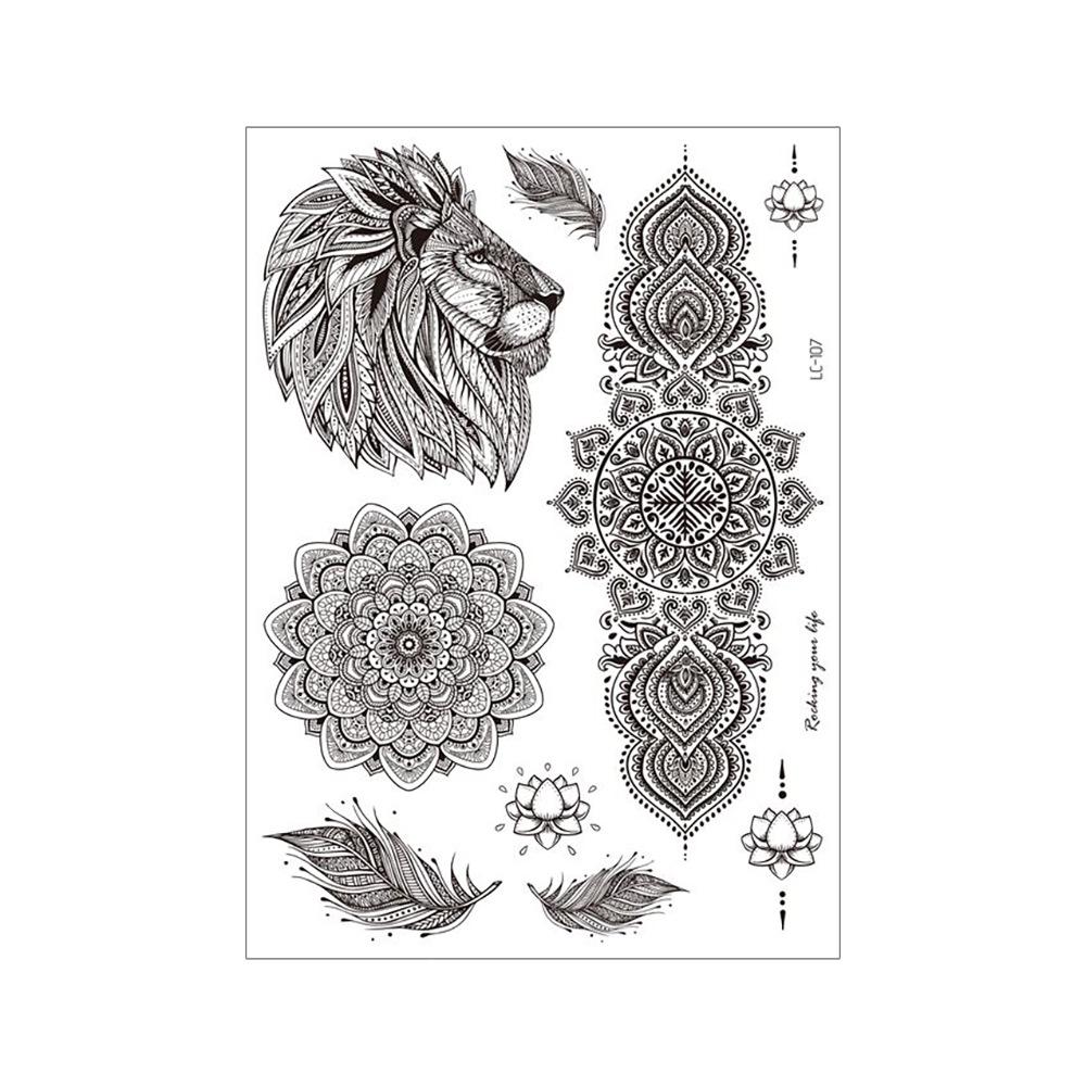 Mandala Flower Temporary Tattoo Sticker - Retro Hand & Collarbone Design