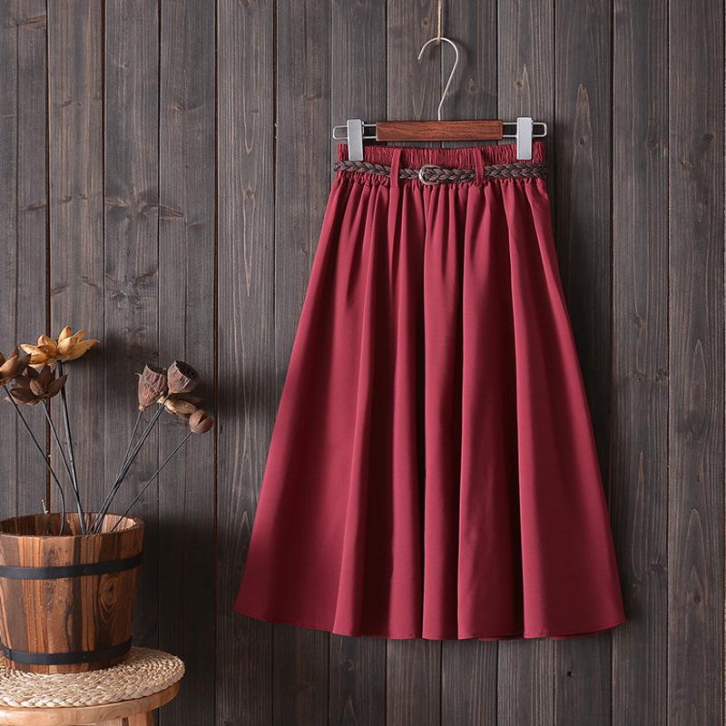 College Style A-line Skirt with Belt - Versatile, Mid-length, Summer Skirt for Women