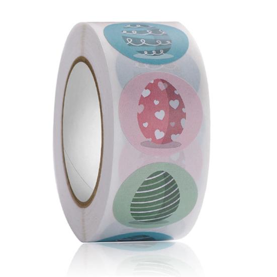 

1 рулон наклейки, очаровательное пасхальное яйцо, экологически чистая самоклеящаяся наклейка с милым кроликом для праздника 6