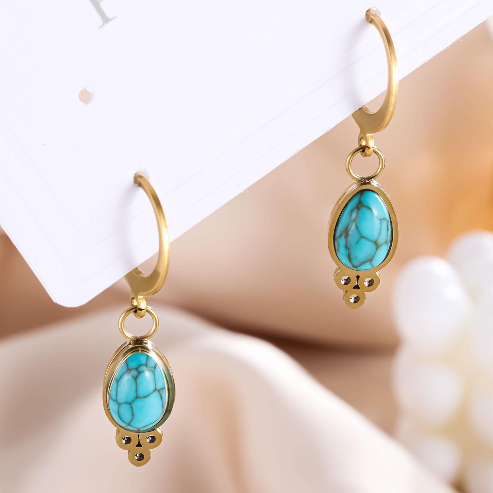 

Ювелирные изделия из нержавеющей стали, бирюзовые серьги, женские легкие роскошные модные украшения