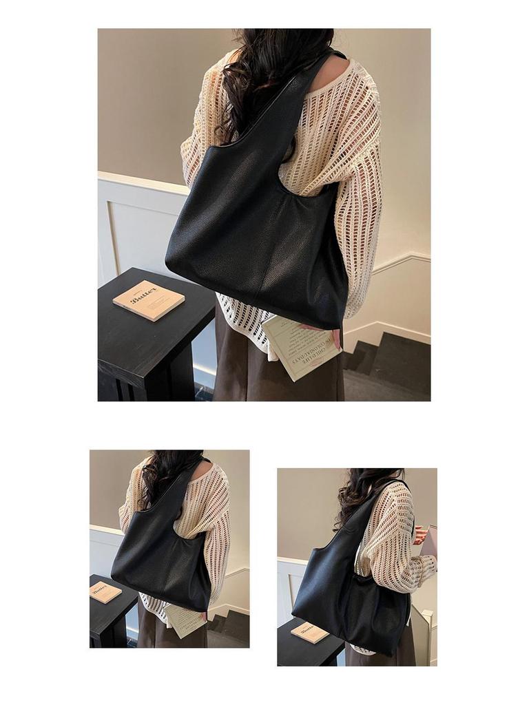 Women's Retro Korean Style Large Capacity PU Tote Bag for Versatile Use