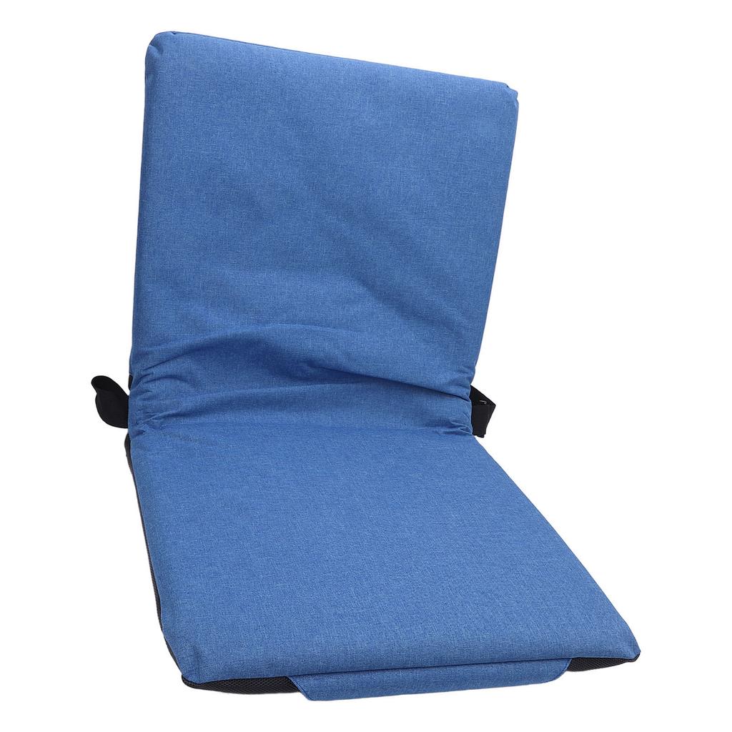 Foldable Stadium Chair Cushion with Metal Frame, 4cm Thick Bottom, Shoulder Strap, Portable for Camping, Picnic, Blue