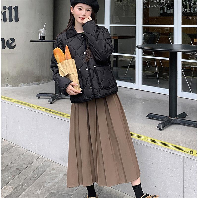 Winter Women's Embroidered Teddy Bear Splicing Lapel Short Cotton Jacket S-XL
