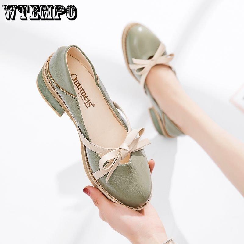 Fairy Mid-heel Single Shoes Spring All-match Shallow Mouth Small Leather Shoes Retro Women