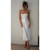 2024 Summer Versatile Women's Clothing Fashion Holiday Suspender Skirt White Sexy Open Back Temperament Split Dress