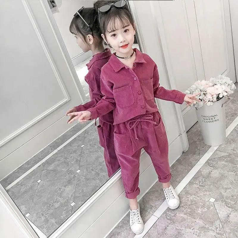 Girls' Suits Spring and Autumn Children's Clothing Children's Two-piece Korean Clothes Female Students Middle-aged Children's Suits
