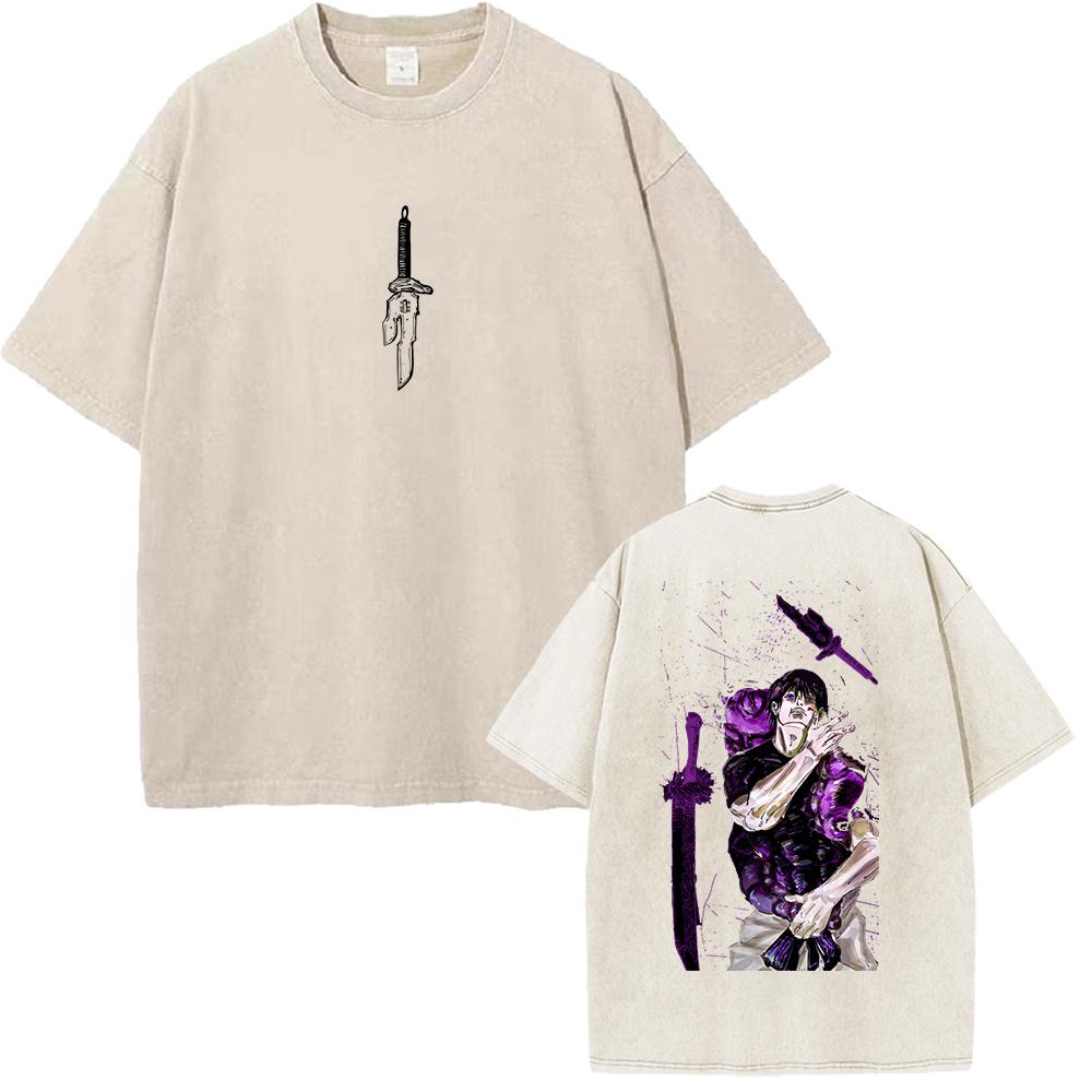 

Jujutsu Kaisen Graphic Printed Tshirt Fushiguro Toji Manga Washed Oversized T Shirt Men Women Clothing Cotton Short Sleeve Tee S