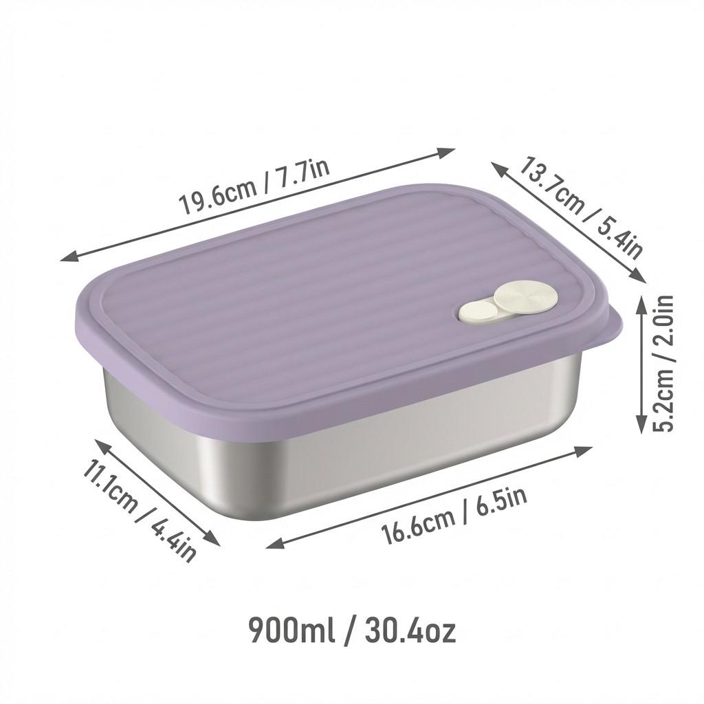 Large Capacity Food Storage Container 304 Stainless Steel Lunch Box Refrigerator Sealed Fruit Vegetable Fresh-keeping Box