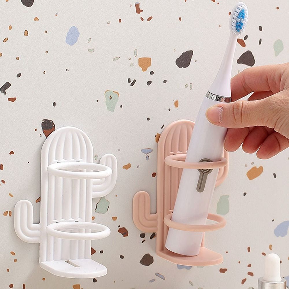

Plastic Cactus Electric Toothbrush Holder Non Perforated Bathroom Storage Shelf Wall