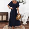 Women's Flutter Sleeve Maxi Dress Square Neck Mid Waist Elegant Solid A Line Dress Bohemian Beach Vacation Evening Gown