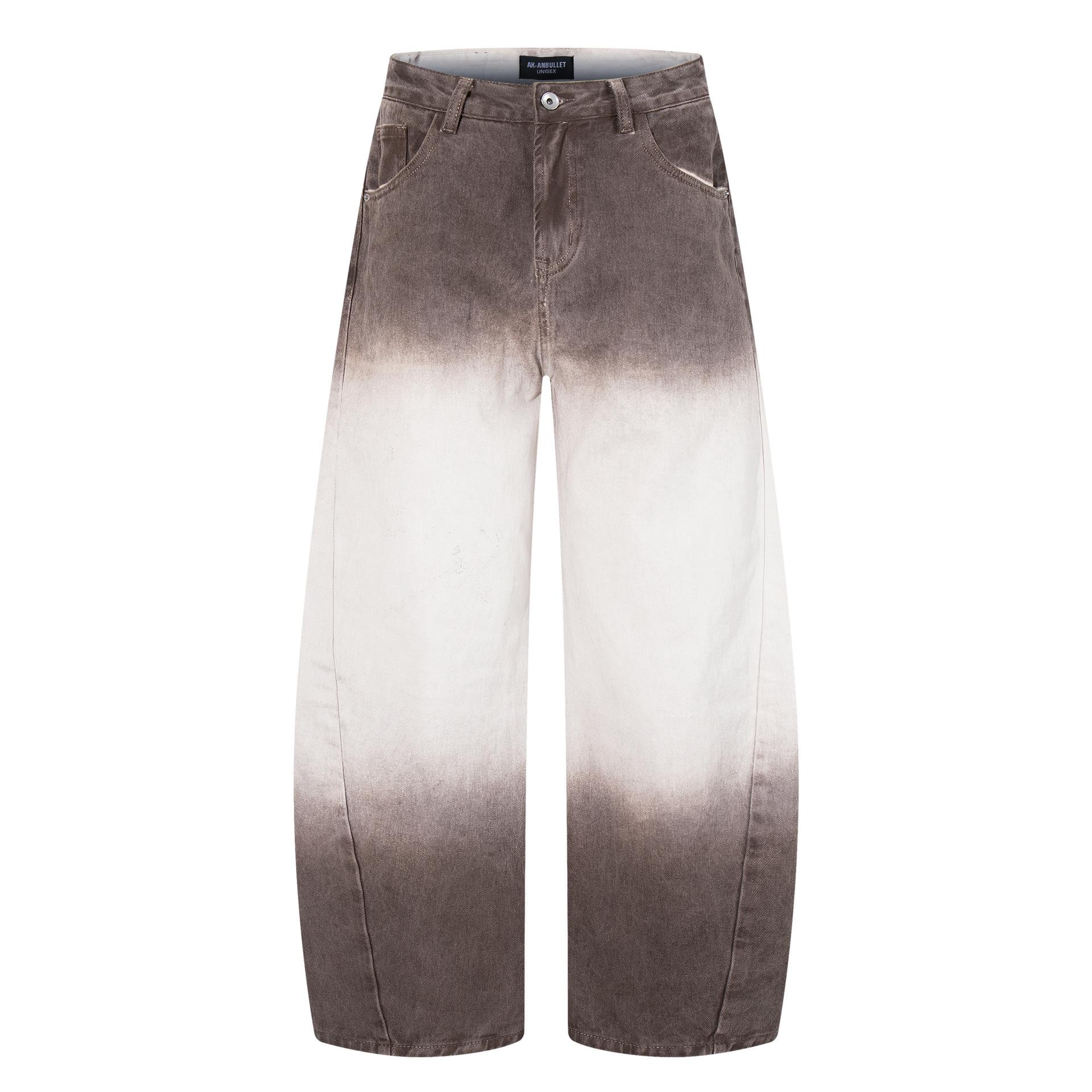 Men s autumn American high street hanging dye washing gradual change color jeans scimitar wide leg pants S