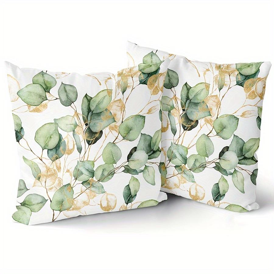 Eucalyptus Leaf Pillow Covers Watercolor Sage Green Leaves Pattern Zipper Cushion Covers Botanical Nature Farmhouse Home Decor
