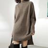 Turtleneck Knitted Sweater Women Pullovers Dress Autumn Winter Warm Thick Jumpers Wool Knit Crochet Y2k Split Jumper Cardigan