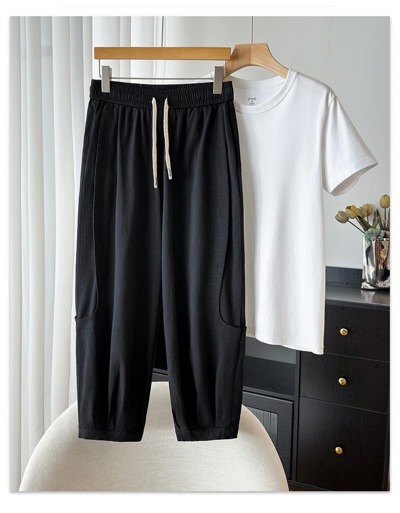 Autumn Plus Size Women's Elastic Waist Drawstring Loose High Stretch Cuffed Straight Leg Casual Pants