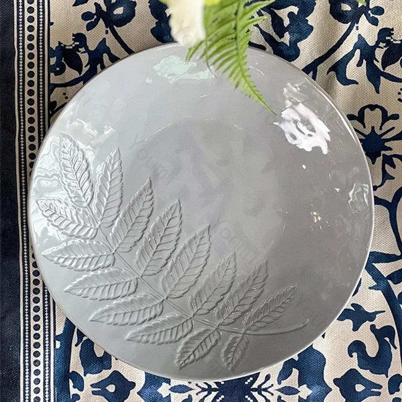 Piatto in Ceramica a Rilievo Creativo Piatto da Pranzo Monocromatico alla Moda Ciotole per Zuppa Piatti Unici per la Casa