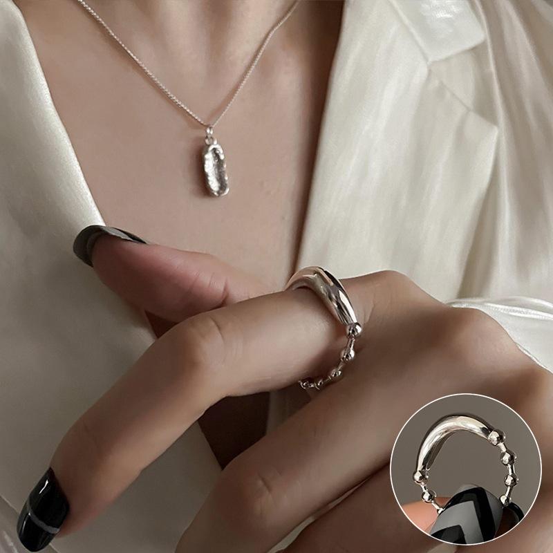 Korean 3D Heart Ring: Women's Retro Wide Band, Fashionable English Letter Open Finger Ring, Hip-Hop Style Index Finger Ring.