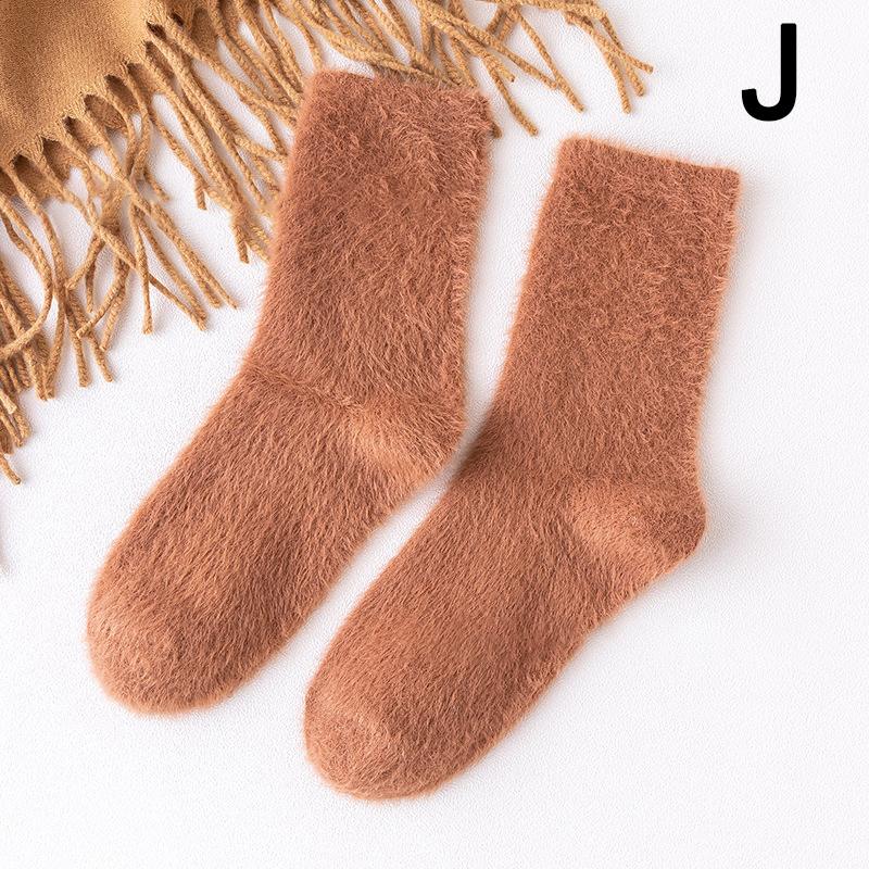 Women's Autumn And Winter Warm Mink Fleece Tube Socks Plush Sleep Socks Mid Calf Hosiery Sock