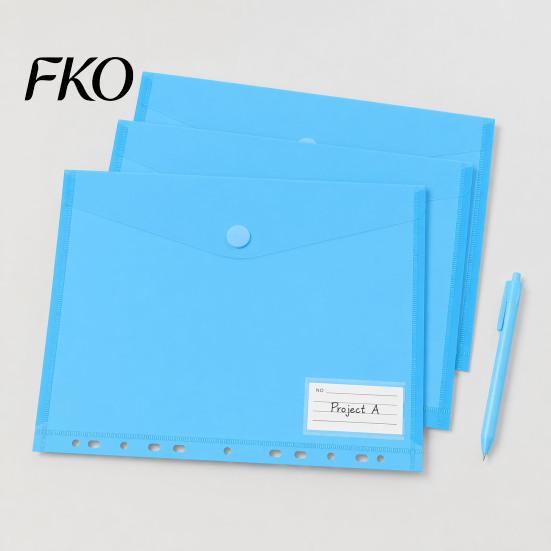 Project Document Organizer Plastic File Folder with Label Pocket, Hook And Loop Closure Clear Curved Flip Cover Poly Envelope Folder, A4/A5/A6