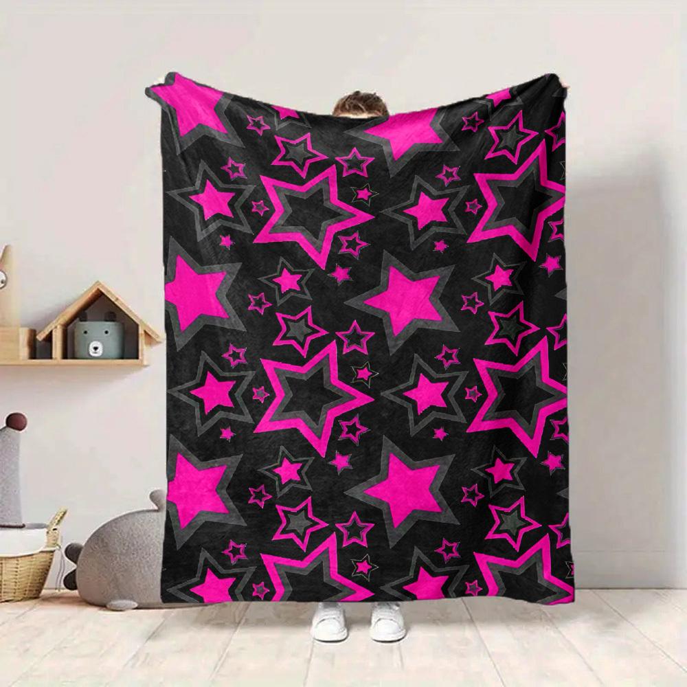 1pc Pink Star Pattern Blanket Warm, Cozy, And Soft, Suitable for Sofas, Beds, Cars, And Office Use.Perfect for Camping And Travel, Making It a Great G